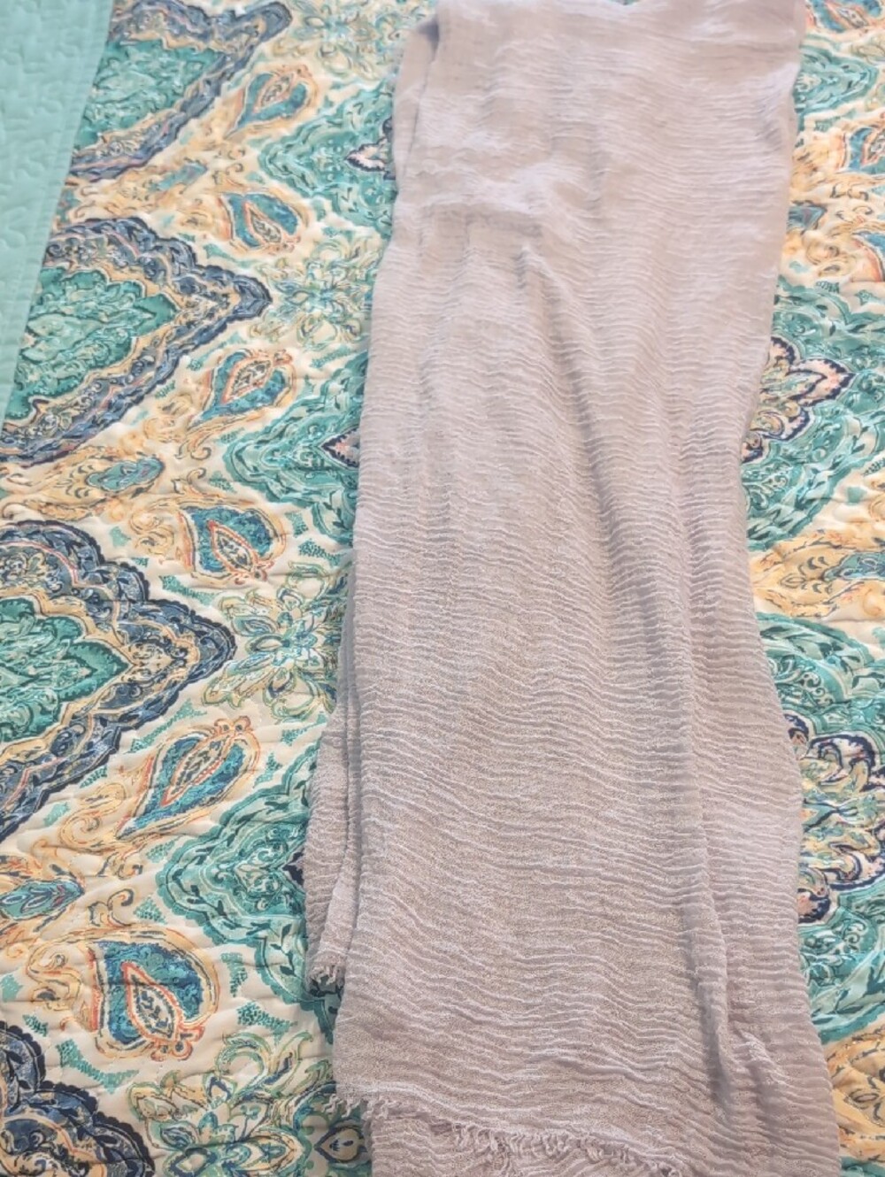 Light Gray And Gray Crinkled Cotton Scarf - Unbranded - Picture 3 of 6